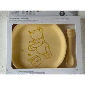 Winnie the Pooh Bumkins Disney Baby Toddler Plate Spoon Set Silicone Set New